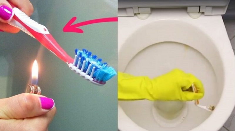 чистить унитаз зубной щеткой
