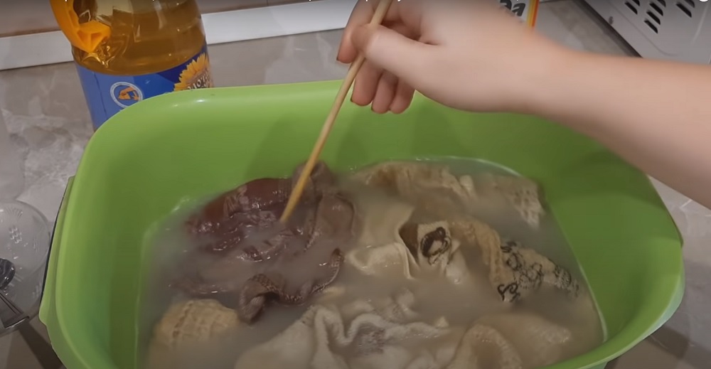 кухонные полотенца в жидкости