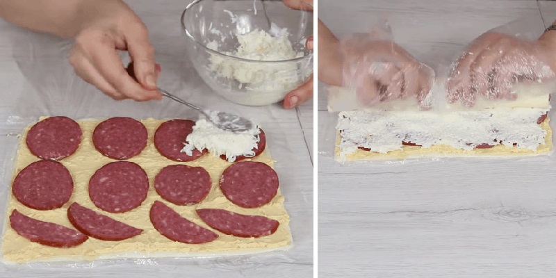 рулет с яйцом и сыром